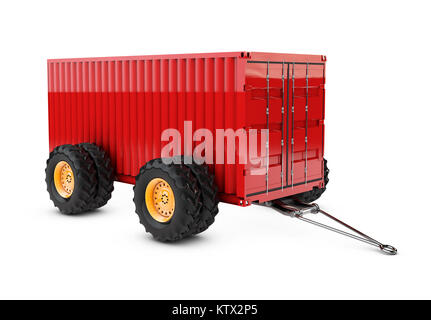 3d illustration de conteneur sur les quatre roues, isolé sur fond blanc Banque D'Images