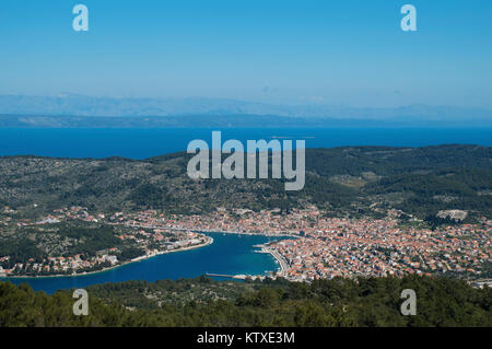 Vue de Vela Luka à partir de la colline Hum Banque D'Images