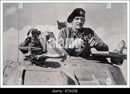 Maréchal Bernard Montgomery PENDANT LA SECONDE GUERRE MONDIALE (1942-1943) dans son M3A5 Général Grant Mk11 réservoir (Monty's chargeur) en Afrique du Nord Banque D'Images