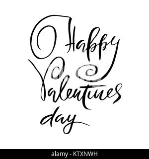 Happy Valentines Day. Affiche calligraphie Handdrawn. Illustration d'encre. Lettrage moderne brosse sèche. Vector illustration. Illustration de Vecteur