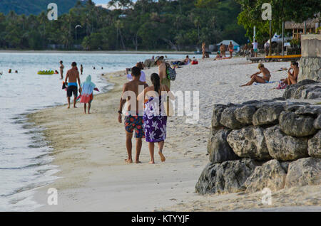 Plage de Matira, Bora Bora, Polynésie Française Banque D'Images