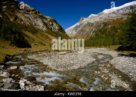 Osttirol Hohe Tauern, Dorfer valley brook ou mer Kalser Tal Dorfer, Bach mit Seebach bzw Kalser Bach Banque D'Images