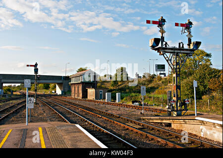 La signalisation ferroviaire de sémaphore de la gare de Great Yarmouth Banque D'Images