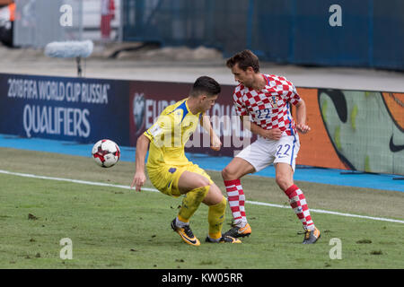 ZAGREB, CROATIE - Septembre 03, 2017 : European qualificatif pour la Coupe du Monde de la FIFA 2018 en Russie. La Croatie contre le Kosovo. Mattkovo PIVARIC (22) Banque D'Images