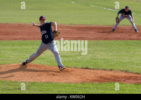 ZAGREB, CROATIE - 09 septembre 2017 : match de baseball Baseball Club entre Zagreb et BK Olimpija 83. De basket-ball Banque D'Images