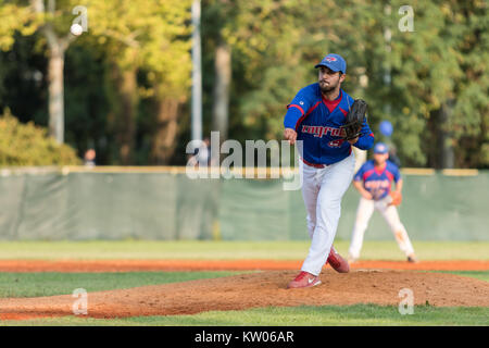ZAGREB, CROATIE - 09 septembre 2017 : match de baseball Baseball Club entre Zagreb et BK Olimpija 83. De basket-ball Banque D'Images