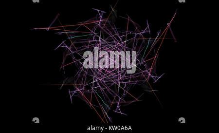 Résumé de l'élément de conception ondulée sur fond noir. La symétrie de la soie série. Banque D'Images