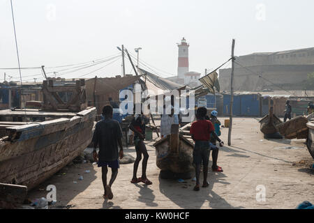 Phare de Jamestown, Jamestown, Jamestown, village de pêcheurs, d'Accra Accra, Ghana Région Banque D'Images