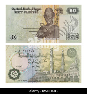 50 piastres Egypte (deux côtés) Banque D'Images