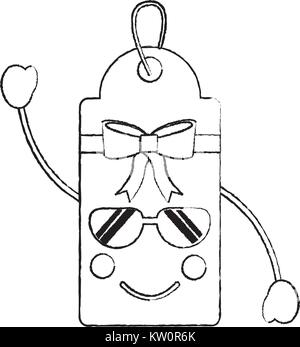 Cadeau ou étiquette de prix lunettes heureux icône emoji vecteur d'image illustration design Illustration de Vecteur