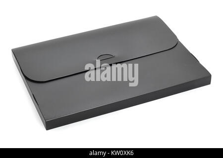 Dossier de document en plastique noir sur fond blanc Banque D'Images