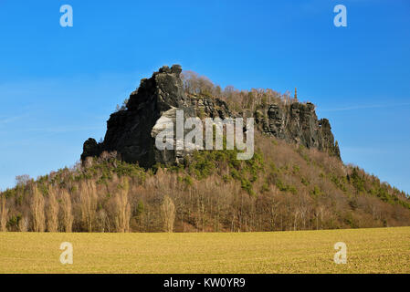 Elbsandsteingebirge, la Suisse Saxonne, monument lily pierre, Suisse Saxonne, Wahrzeichen Lilienstein Banque D'Images