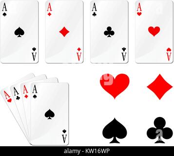Quatre as collection de cartes à jouer Illustration de Vecteur