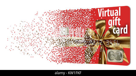Les cartes-cadeaux virtuel, également appelé e-cartes-cadeaux, gagnent en popularité. Voici une carte pixélisée qui font le voyage de l'électronique un vrai cadeau pour les Banque D'Images