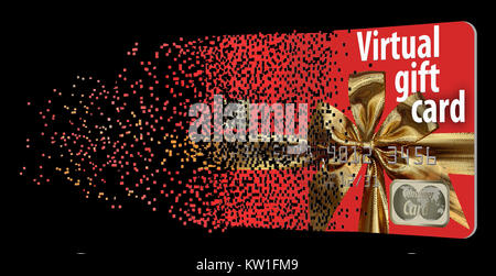 Les cartes-cadeaux virtuel, également appelé e-cartes-cadeaux, gagnent en popularité. Voici une carte pixélisée qui font le voyage de l'électronique un vrai cadeau pour les Banque D'Images