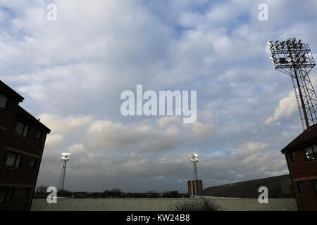 Southend-on-Sea, Royaume-Uni. Dec 30, 2017. Southend United jouer Shrewsbury Town en league one. Racines Hall a été jusqu'aux fins de réaménagement depuis un certain temps. Le terrain a deux parties qui sont très près de propriété résidentielle dans la région. Penelope Barritt/Alamy Live News Banque D'Images