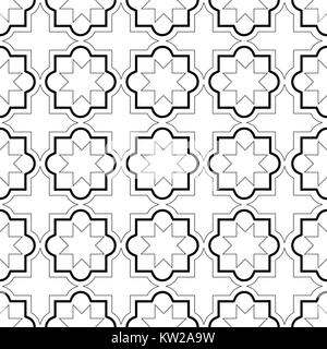 Carreaux géométriques marocain motif transparent), design, fond noir et blanc Illustration de Vecteur