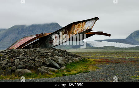 L'Islande, en tant que monument le glacier run dans le Skei ? ? Dans rsandur ? ?ar la rocade, Island, Denkmal im Gletscherlauf Haus an der Ringstra Skeiðarársandur Banque D'Images