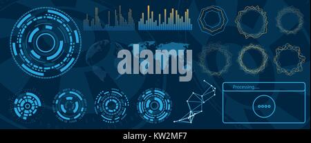Hud, conception d'interface futuriste Infographie Tech,et de la Science, thème de l'analyse Illustration de Vecteur