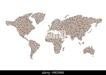 Carte du monde avec des coeurs tags pour la Saint-Valentin. Télévision vecteur illustration. Illustration de Vecteur