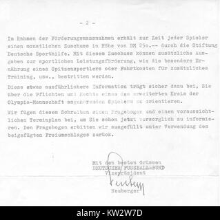 L'Olympia Einberufung 1972 (appel olympique) par la Fédération allemande de football (DFB) marque un événement important dans l'histoire du sport allemand, sélectionnant les joueurs pour l'équipe olympique de football. Banque D'Images