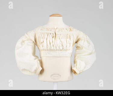 Ce corsage, conservé au Metropolitan Museum of Art, est un exemple de mode historique. Il remonte au XIXe siècle, mettant en valeur un savoir-faire détaillé dans le design textile. Banque D'Images