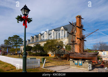 USA Virginia VA Musée Colonial Yorktown Watermens extérieur de la guerre révolutionnaire Banque D'Images