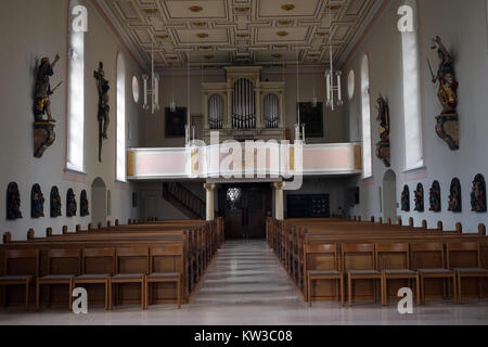 SPAICHINGEN, ALLEMAGNE - AOÛT 2015 vers l'intérieur de l'église orgue Dreifaltigkeitsberg Banque D'Images