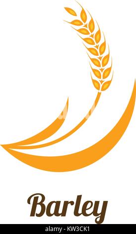 L'orge blé jaune pic isolé sur fond blanc. Silhouette de l'usine de grains. Spica icône. Organique de l'oreille. Vector illustration design plat. Céréales natu Illustration de Vecteur