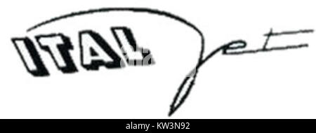 L'ancien logo Italjet représente la marque originale d'Italjet, un fabricant italien de motos et scooters. Connu pour ses conceptions innovantes et son ingénierie de haute qualité, le logo d'Italjet a évolué au fil des ans, symbolisant l'histoire et l'héritage de companyâ€™ dans l'industrie du motocyclisme. Banque D'Images