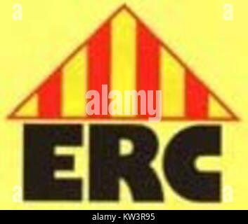 Le logo ERC (European radioactive Waste and Demed Fuel Management) des années 1990 représente l’organisation européenne dédiée à la gestion des déchets radioactifs et du combustible nucléaire usé. Le logo présente un design simple avec des éléments géométriques, symbolisant l'engagement de l'organisation envers la sécurité, la durabilité et la protection de l'environnement. Le CER vise à relever les défis posés par la gestion des déchets nucléaires en Europe. Banque D'Images