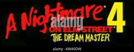 *Nightmare on Elm Street 4 : The Dream Master* (1988), le quatrième film de la série d'horreur *Nightmare on Elm Street*, mettant en vedette le règne de terreur continu de Freddy Krueger dans le monde des rêves. Banque D'Images