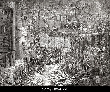 Siège d'une ville du 15e siècle. De Ward et verrouiller l'illustre l'histoire du monde, publié c.1882. Banque D'Images