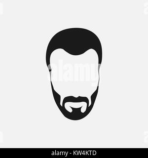 Hipster barbu visage silhouette noire. Vector illustration Banque D'Images