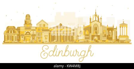 Ecosse Edimbourg City skyline silhouette d'or. Vector illustration. Concept simple pour le tourisme présentation, bannière, un placard ou un site web Illustration de Vecteur