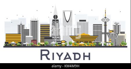 Riyadh Arabie Saoudite Ville avec des bâtiments gris isolé sur fond blanc. Vector Illustration. Illustration de Vecteur