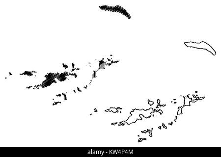 Îles Vierges britanniques map vector illustration, croquis gribouillis d'Îles Vierges Britanniques Illustration de Vecteur