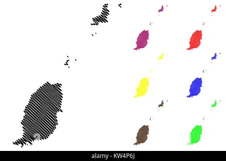 La Grenade site vector illustration, croquis gribouillis d'îles de la Grenade Illustration de Vecteur