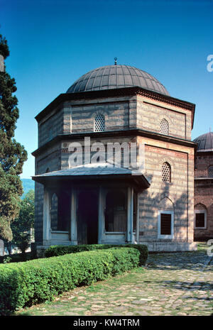 Tombe de Ottoman Ahmet Sehzade (1513) dans la mosquée Muradiye et complexe funéraire ou complexe du sultan Murad II, Bursa, Turquie Banque D'Images