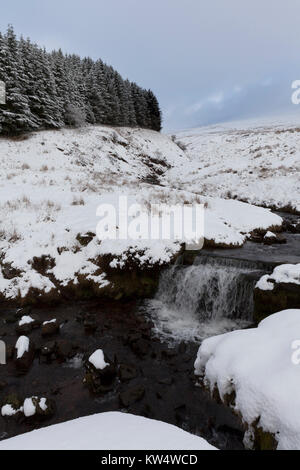 Sur cascade Taf Établissement Blaen Fawr, près de Pont ar Daf parking, Brecon Beacons, Pays de Galles. Banque D'Images