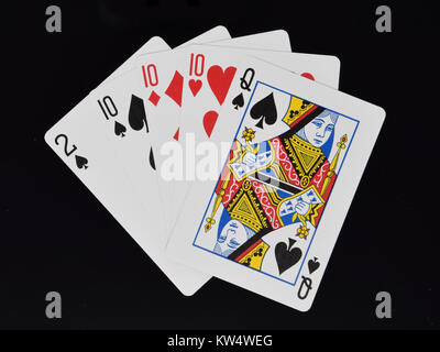Trois d'une sorte de jeu de carte poker Banque D'Images
