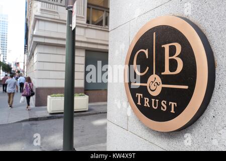 La signalisation pour banque de Californie et la confiance dans le quartier financier de San Francisco, Californie, le 26 septembre 2016. Banque D'Images