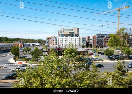 Vue aérienne de la partie du centre-ville Rockville, Maryland, le 25 septembre 2016. Situé à proximité de Washington, DC, Rockville est une ville populaire chez les employés du gouvernement fédéral et des entrepreneurs. Banque D'Images