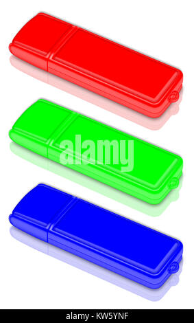Lecteur flash USB RGB sur fond blanc Banque D'Images