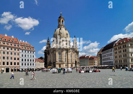 Nouveau marché avec l'église Notre Dame, Dresde, la Frauenkirche mit Neumarkt Banque D'Images