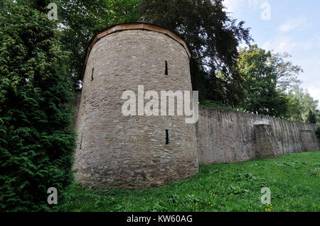 Tour et mur de fortification de la ville, Anna's mountain livre bois, Turm und der Mauer, Annaberg Buchholz Stadtbefestigung Banque D'Images