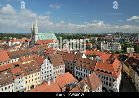 Vue sur la vieille ville de la ville hall tower G ?g ?rlitz rlitz, Vieille Ville, Altstadtansicht vom Rathausturm Goerlitz, Goerlitz Altstadt Banque D'Images