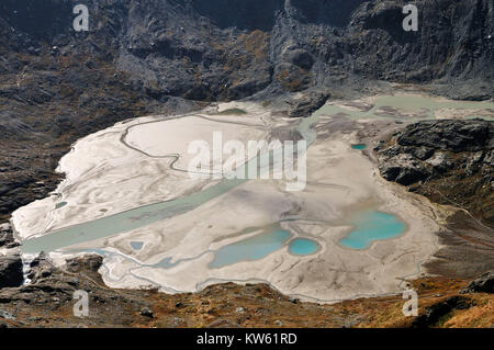 Plaine d'épandage fluvio-glaciaire Lake dans le Pasterzenboden Sandersee , am Unteren, Pasterzenboden Banque D'Images