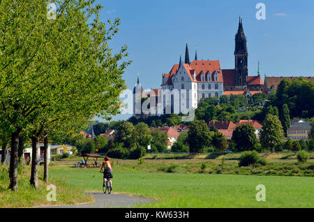 La piste cyclable de l'Elbe près de Meissen, Elberadweg bei Meißen Banque D'Images