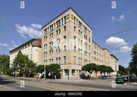 Dresde, Holbeinstrasse, régime de pension allemande, la Deutsche Rentenversicherung Banque D'Images